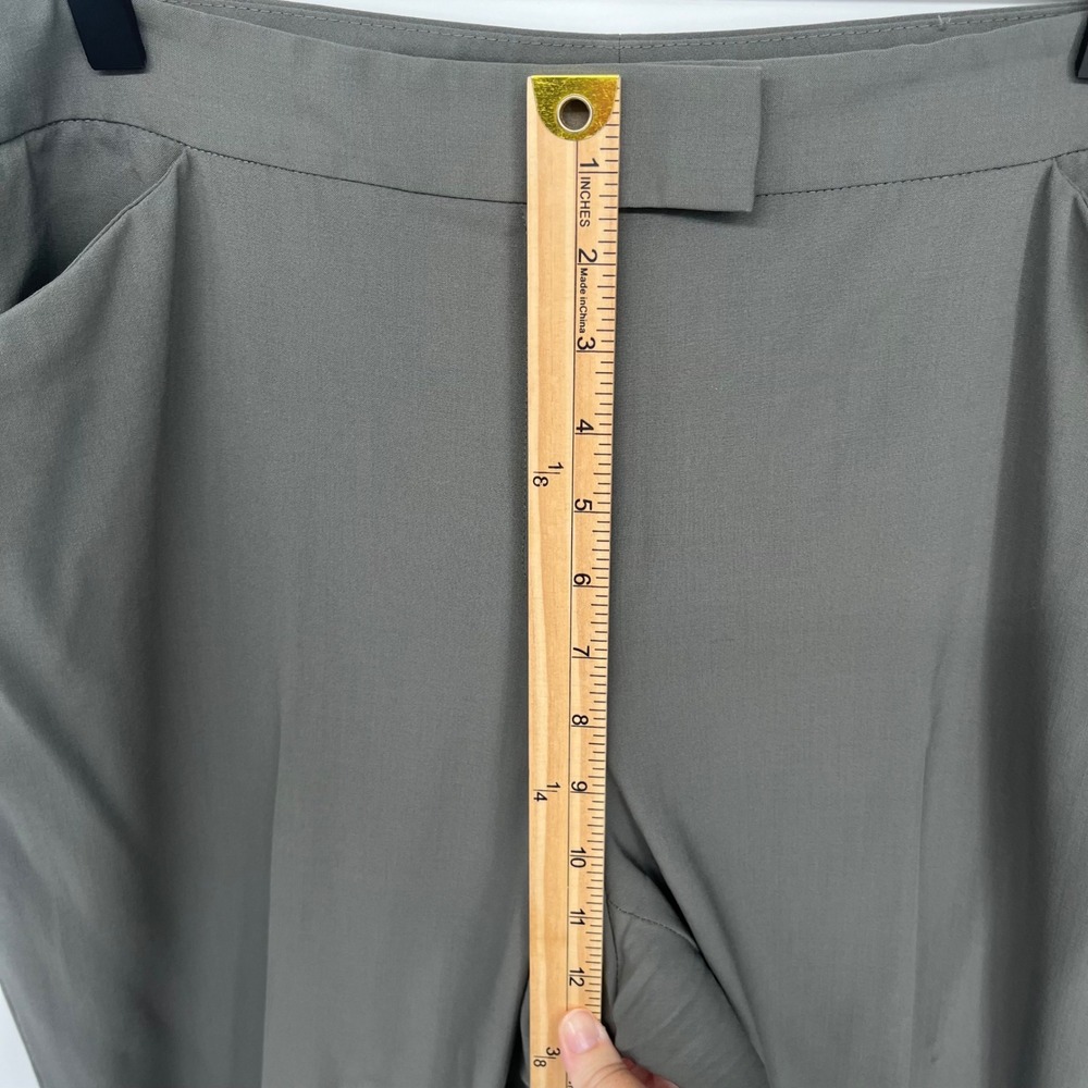 Lafayette 148 New York Irving Pants Women 14 Green Virgin Wool Ankle Trousers - Picture 5 of 8